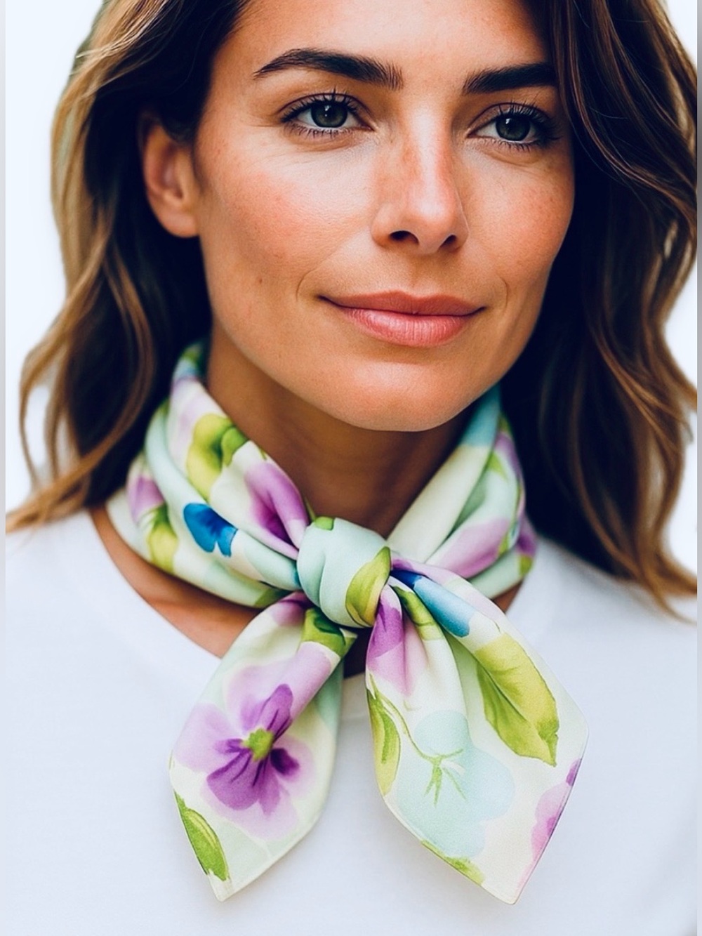 NWT SILKLETTE Spring Floral 100% Fine
Silk Kerchief Scarf